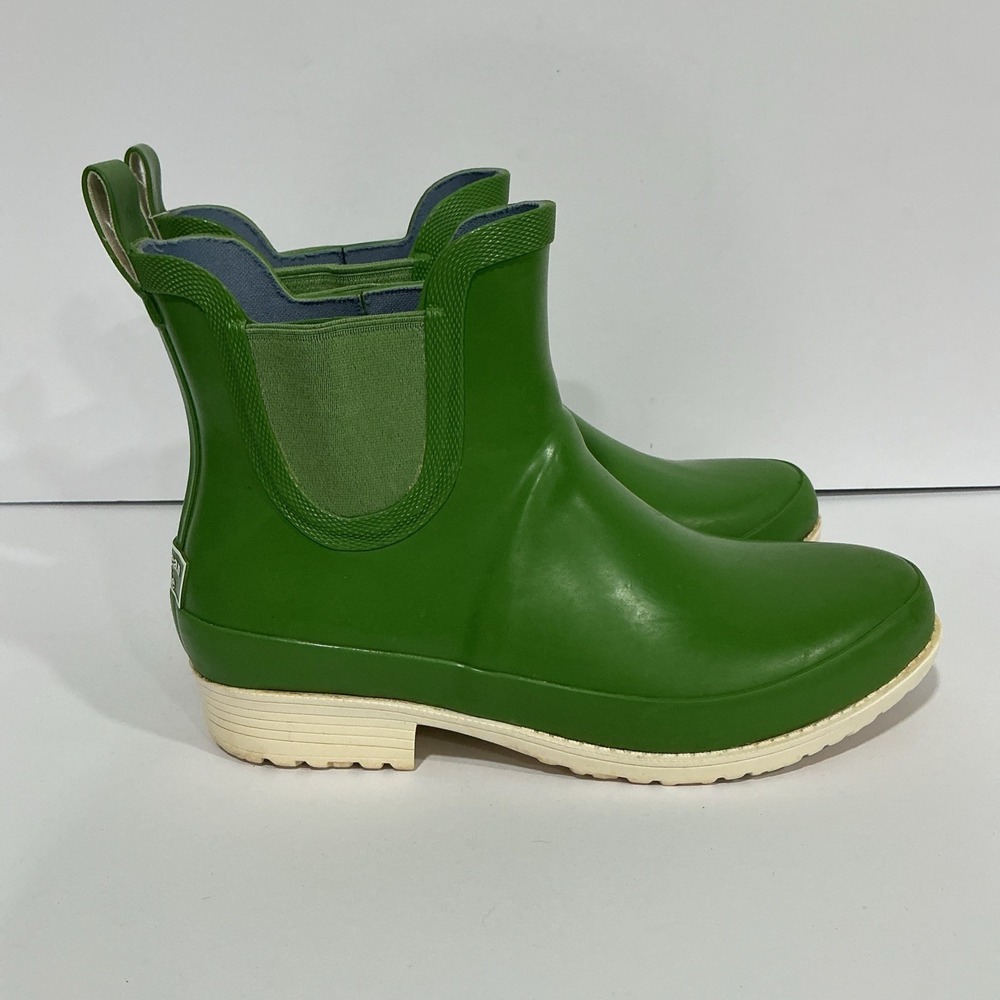 LL BEAN Wellies Women's US Sz 8M, Ankle Boots, Chelsea, Green, Item 300364